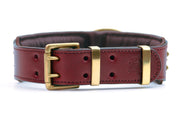 cherry leather dog collar buckle