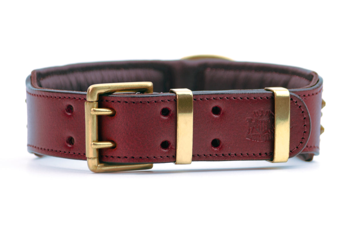 cherry leather dog collar buckle