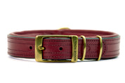 Handmade leather dog collar with durable brass buckle, perfect for large and small dogs designed in Australia