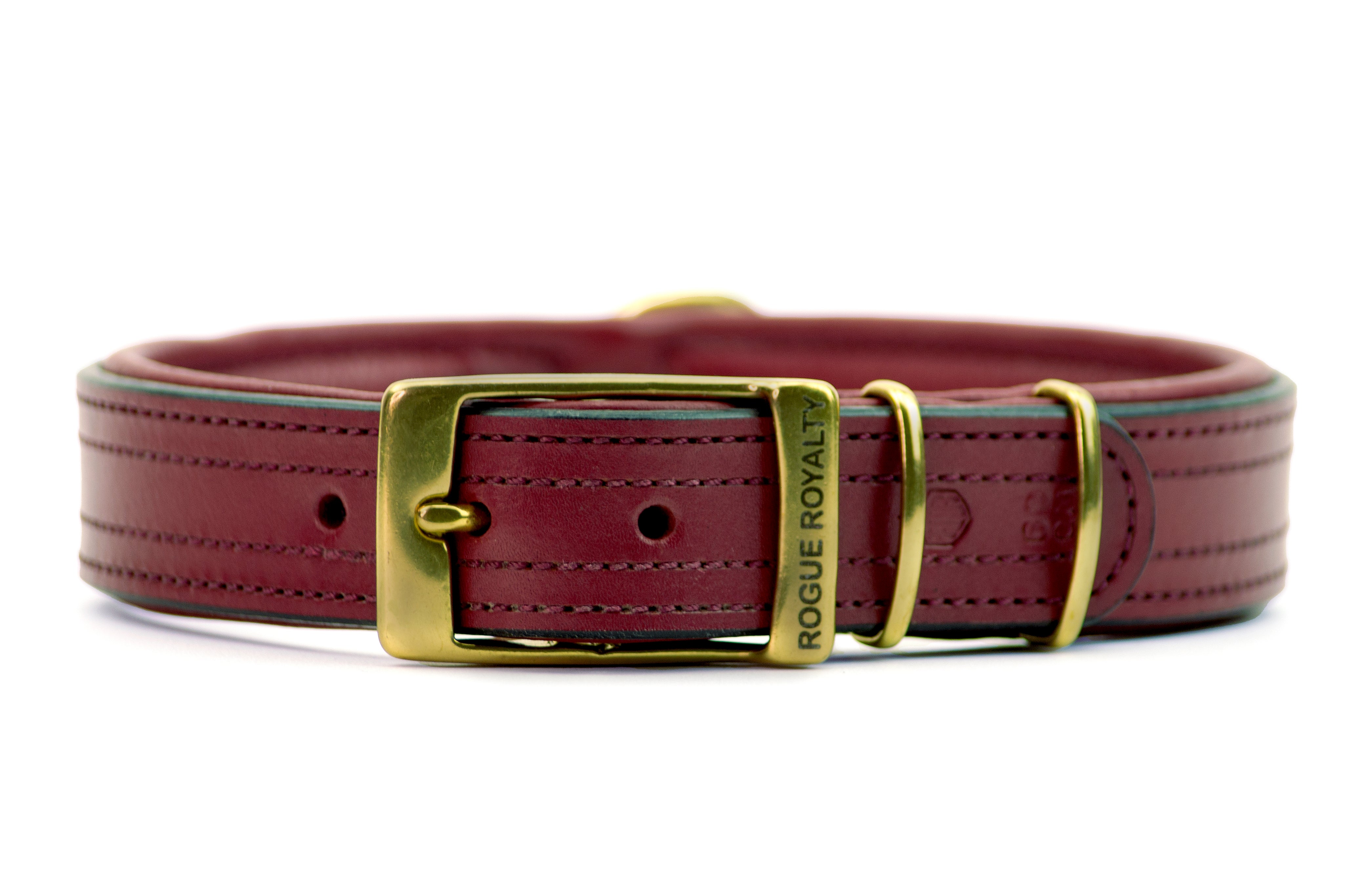 Handmade leather dog collar with durable brass buckle, perfect for large and small dogs designed in Australia