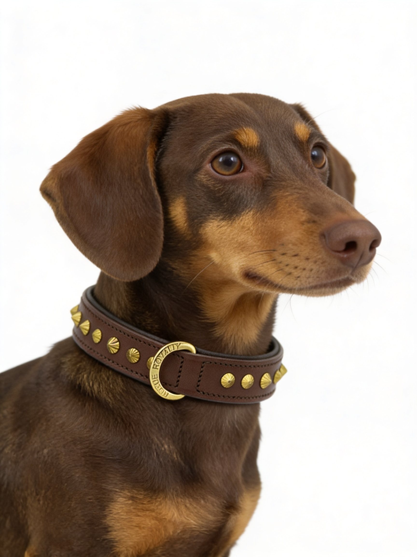 Hand Made Leather Dog Collar - Ruthless Brown & Brass (Slim Fit)