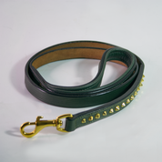 Leather Dog Leash - Ruthless Emerald Gold