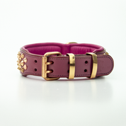 Hand Made Leather Dog Collar - Ruthless Pink & Rose Gold (Wide Fit)