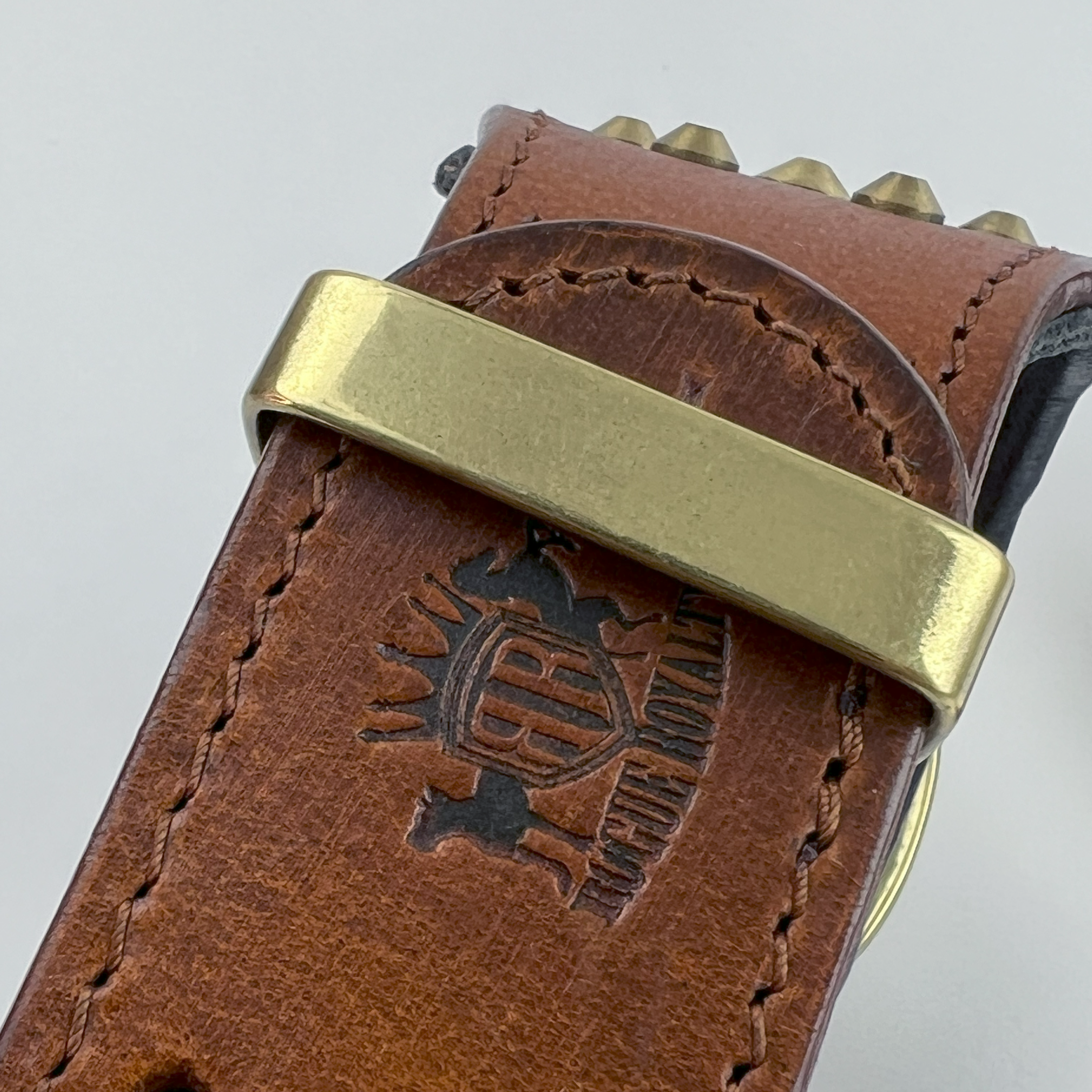 Hand Made Leather Dog Collar - RuffNeck Brown & Brass (Wide Fit)
