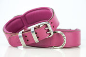 Front and rear view of hand made premium quality designer leather dog collars Australia