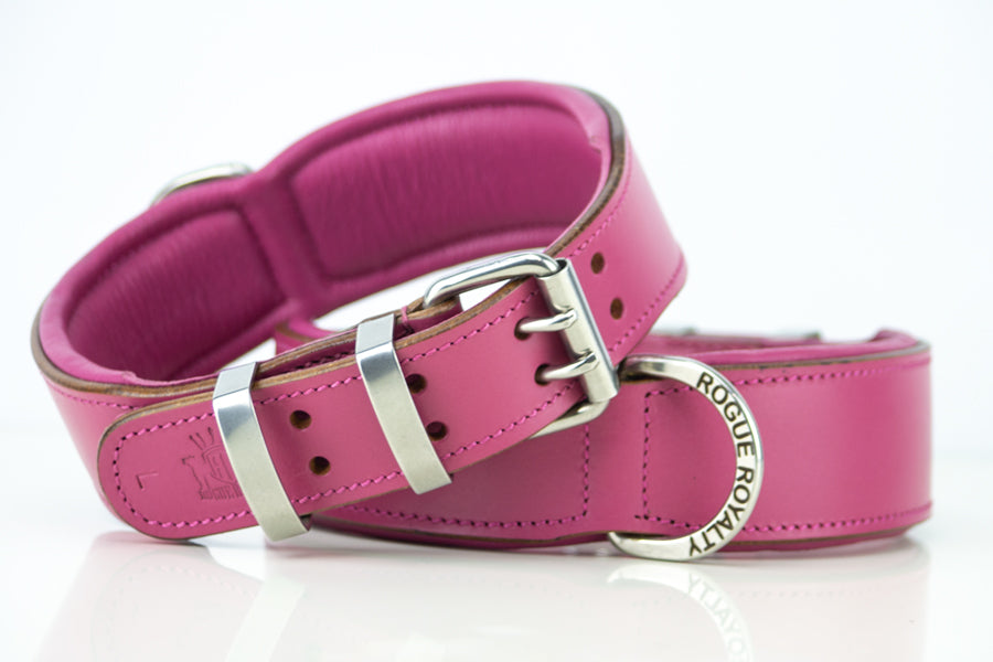 Front and rear view of hand made premium quality designer leather dog collars Australia