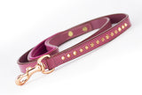 Leather Dog Leash - Ruthless Pink & Rose Gold Slimline