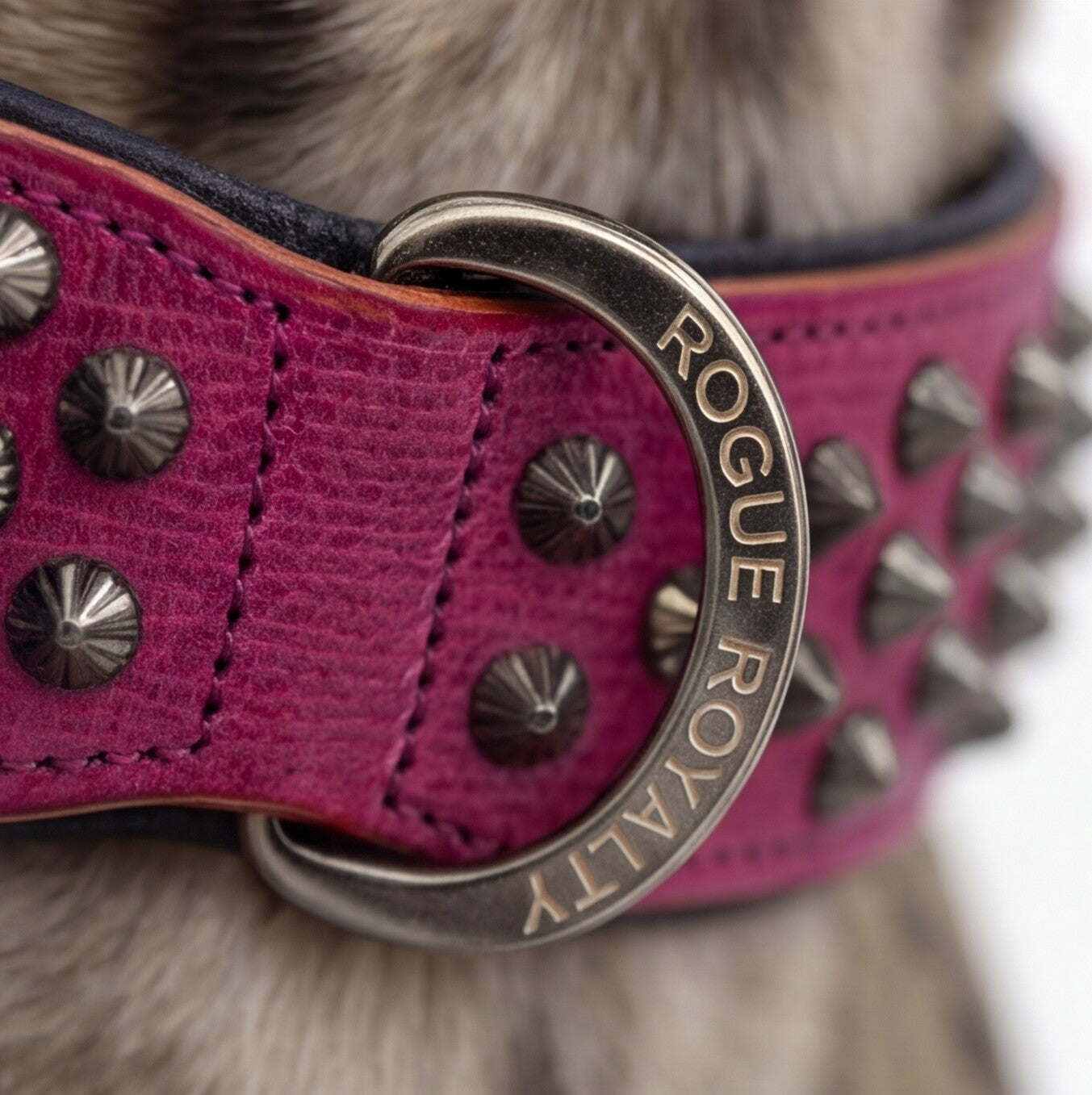 Hand Made Leather Dog Collar - Ruthless Pink & Black (Wide Fit)