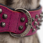 Hand Made Leather Dog Collar - Ruthless Pink & Black (Wide Fit)