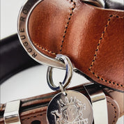 Hand Made Leather Dog Collar - Classic Brown and Chrome (Wide Fit)