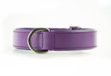 Handmade Leather Dog Collar Classic Purple & Chrome (Regular Fit)
