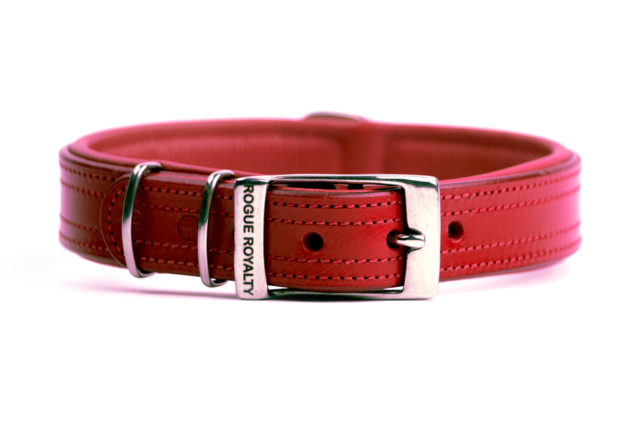 My Collars Red Hand Made Leather Dog Collar - Tuscan Red (Slim Fit) β Rogue Royalty