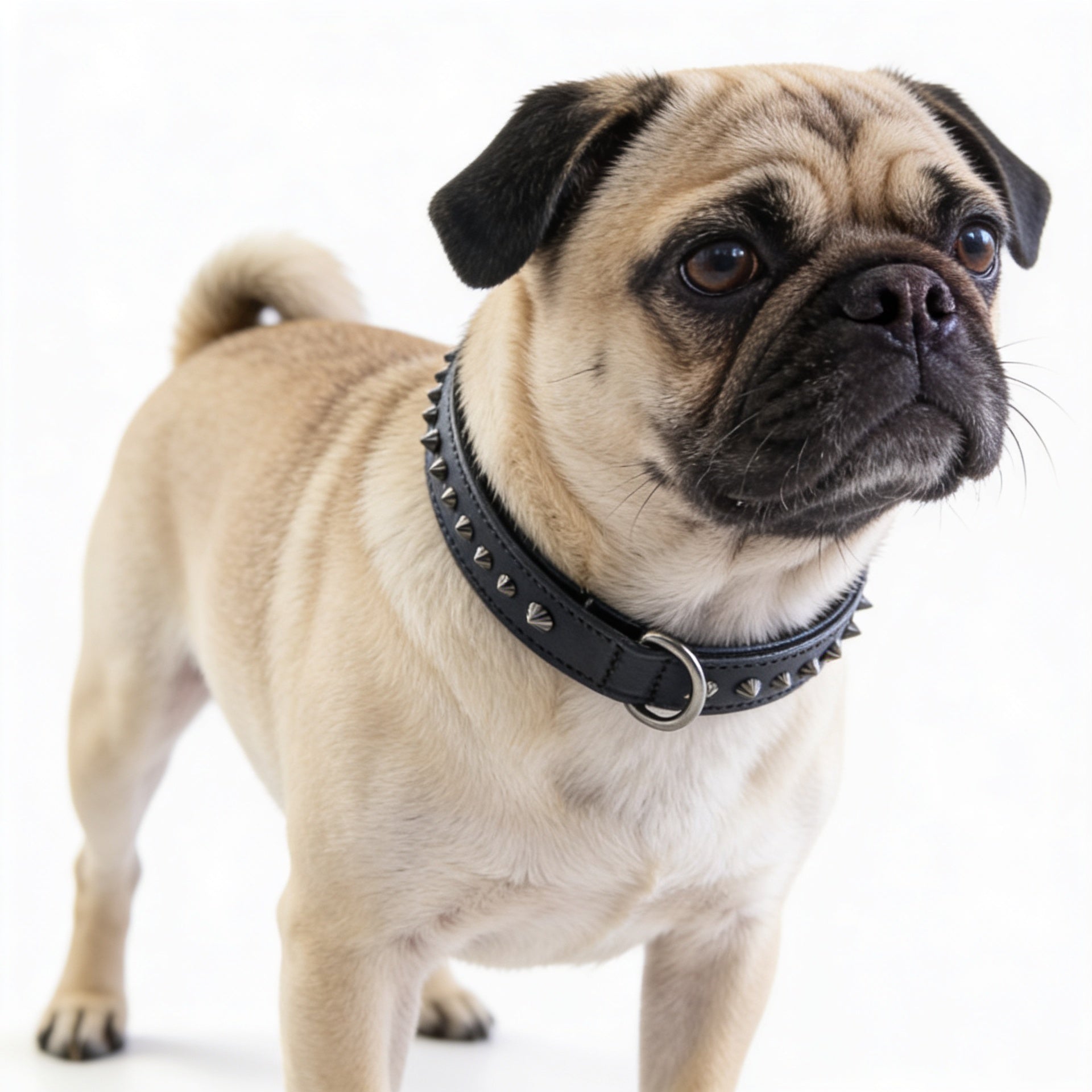 Hand Made Leather Dog Collar - Ruthless Black/Black (Slim Fit)