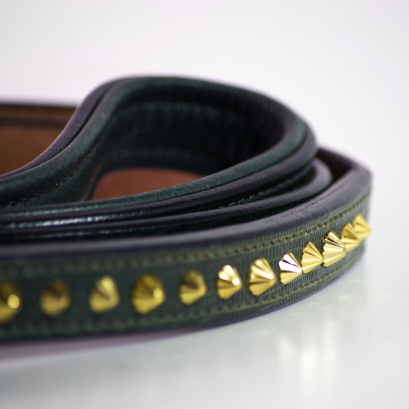 Leather Dog Leash - Ruthless Emerald Gold