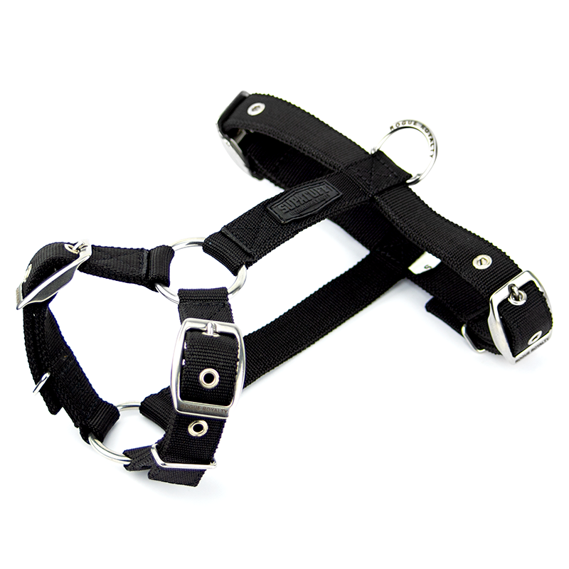 SUPATUFF® Strong Dog Harness Black (Slim Fit) + Free Leash Promo!