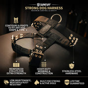 SUPATUFF® Strong Dog Harness Heavy Duty - Black (Wide Fit)