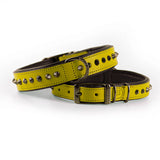Hand Made Leather Dog Collar - Ruthless Yellow & Black (Slim Fit)