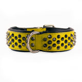 Hand Made Leather Dog Collar - Ruthless Citrine & Black (Wide Fit)