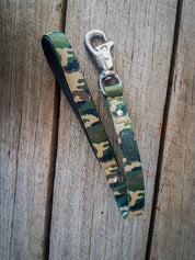 Super strong dog leash. Designed in Australia, stainless steel bullsnap with camo webbing.