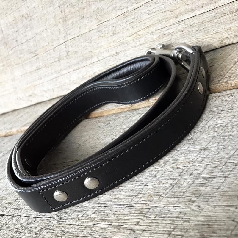 Leather Dog Leash - Classic Black