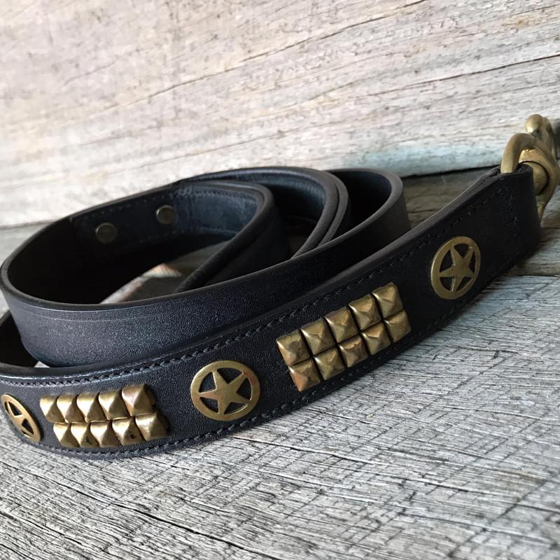 Hand Made Leather Dog Lead - Rogue Ranger Brass