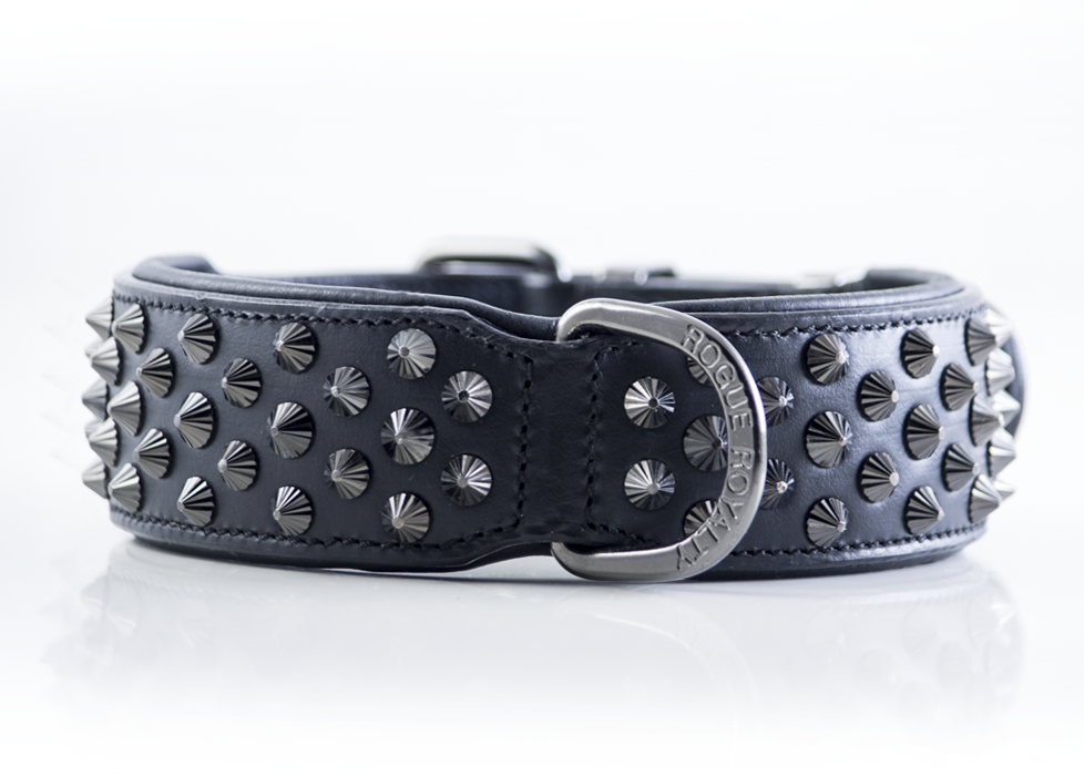 our Striking combination of our hand made black leather with black studs are guaranteed to make a statement  