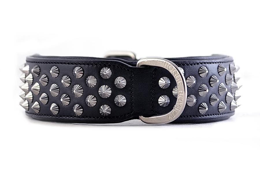 Diamond cut handmade leather dog collar.