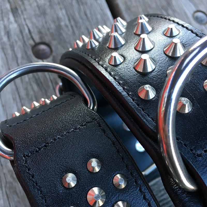 black steel leather collars