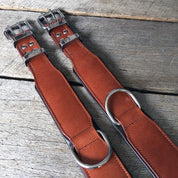 plain handmade brown leather dog collar. Stainless steel fittings. Guaranteed to last 10 years!