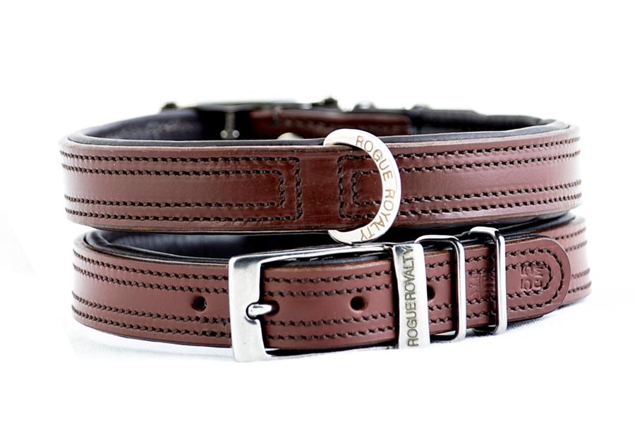 Brown leather dog collar. Designed in Australia.