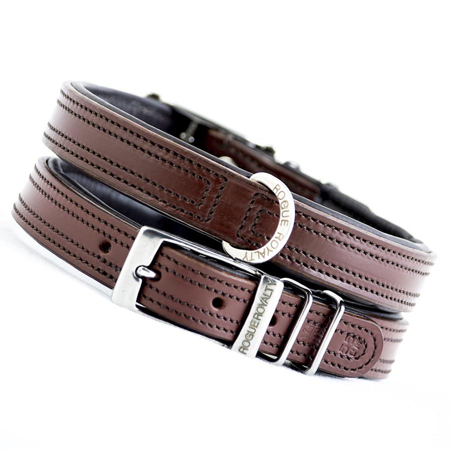 hand made brown leather dog collar