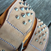 handmade Buckskin suede with padded leather dog collar with chrome studs