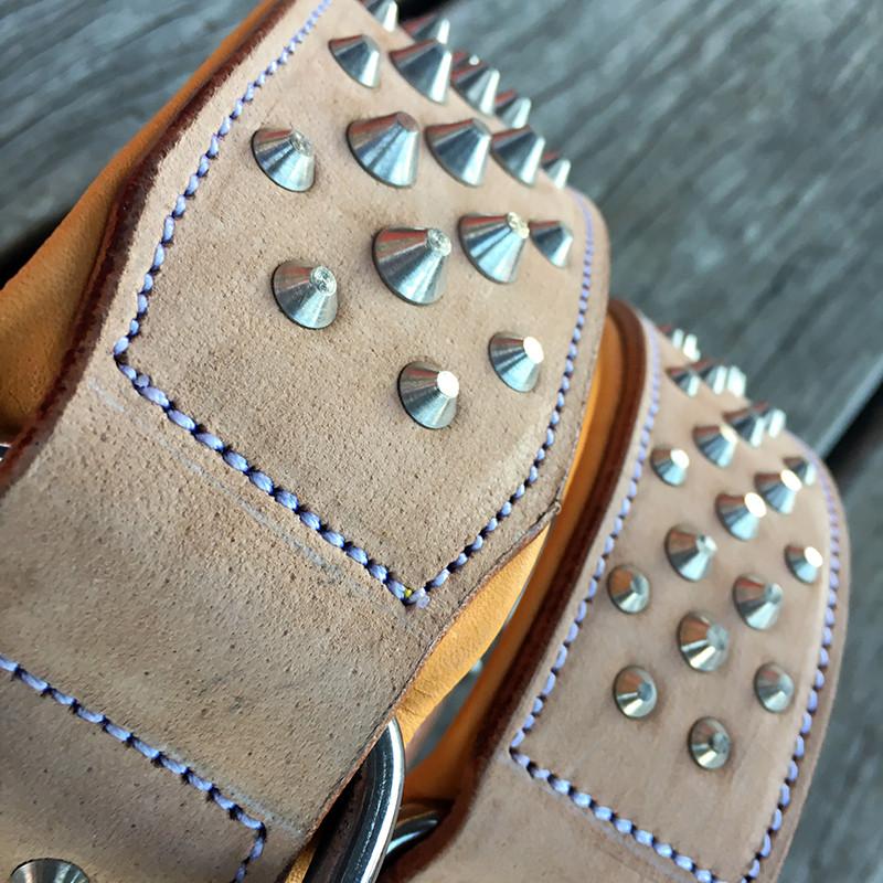 handmade Buckskin suede with padded leather dog collar with chrome studs
