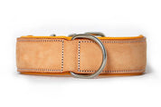 side front view of handmade bucksin leather dog collar