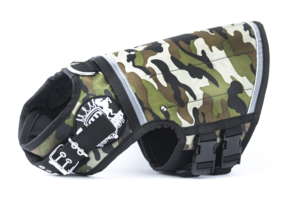 side view of Camo Weight vest for dogs