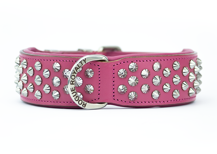 Imperial Pink Leather Dog Collar