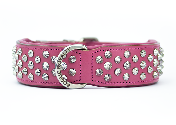 Imperial Pink Leather Dog Collar