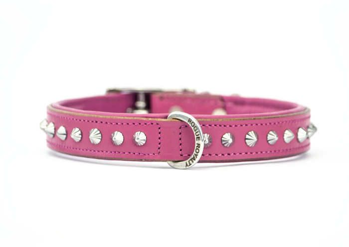 Dusky Pink leather dog collar