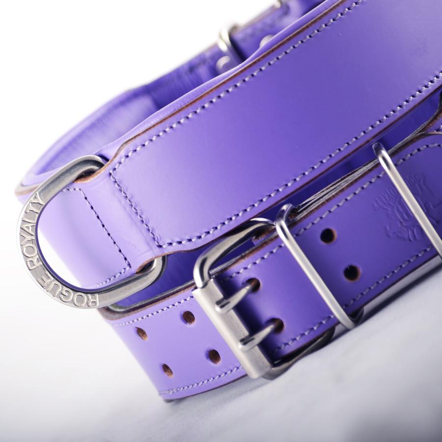 Hand Made Leather Dog Collar - Classic Purple (Wide Fit)