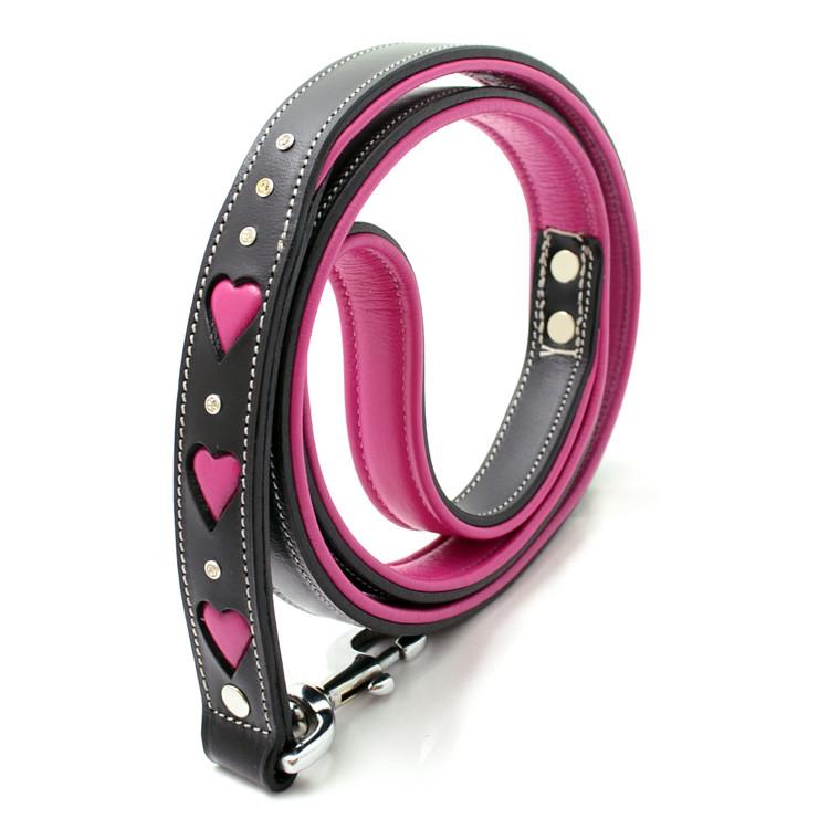 Leather Dog Leash - &quot;Queen of Hearts&quot;