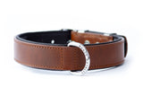 Hand Made Leather Dog Collar- Classic Brown & Chrome (Regular Fit)
