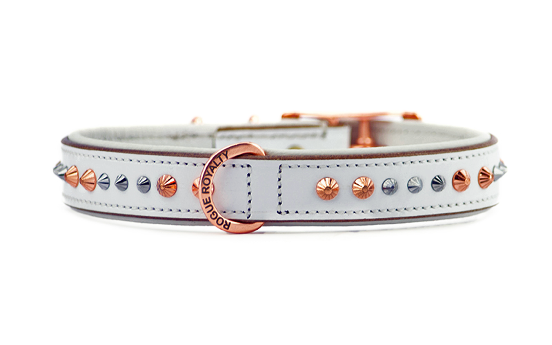 Stylish Rose Gold Leather Dog Collar