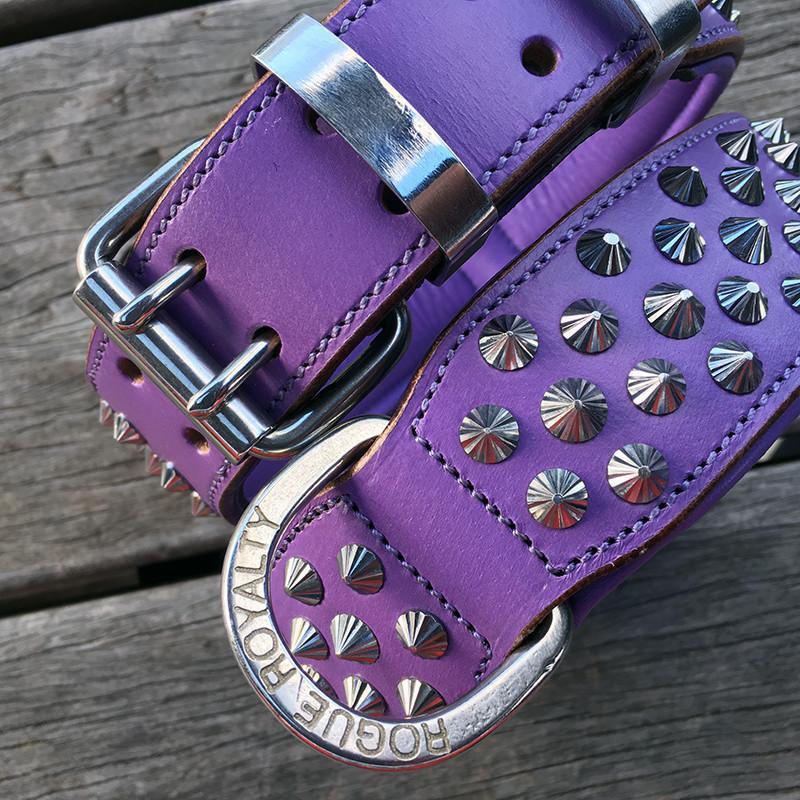 Imperial Purple Dog Collar With Diamond Cone Studs