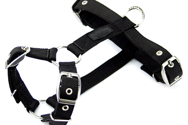 SUPATUFF® Strong Dog Harness Black (Slim Fit) + Free Leash Promo!