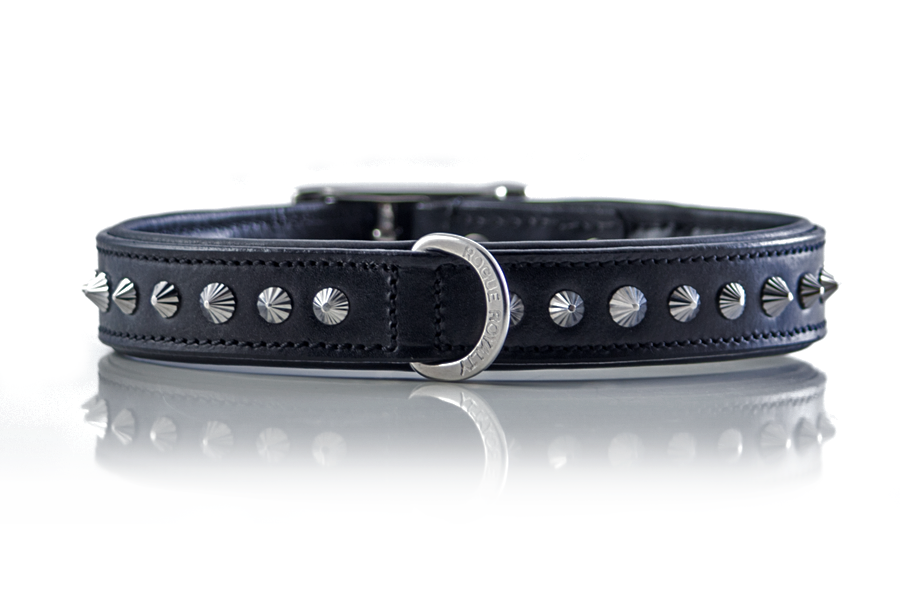 Diamond cut hand made leather dog collar by Rogue Royalty