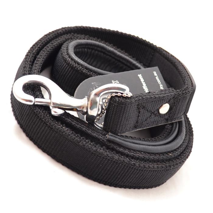 Ultra strong black webbing dog leash. Stainless Steel fittings and latch. Lifetime Guarantee!